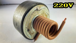 Real free energy generator self running by big magnet & big copper wire use light bulb 220v #diy