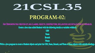 21CSL35 | OOP WITH JAVA LAB | PROGRAM#02|