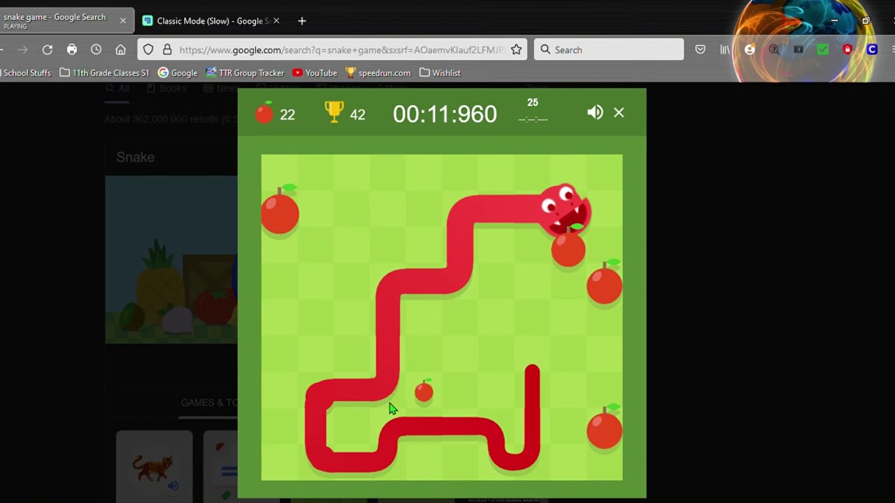Google Snake Small Map 5 Apples Game 