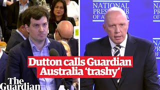 Peter Dutton calls Guardian Australia a ‘trashy publication’ after question about Brereton report