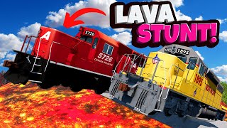 Testing Train Jumps Over LAVA in BeamNG Drive Mods Multiplayer!