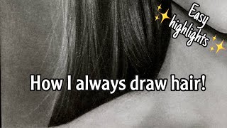 How to draw realistic hair I mix graphite and charcoal I step by step I Zendaya screenshot 4