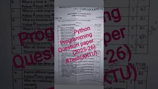 Python Programming Question paper (2025-26) AKTU || #btech #exam #aktuexam #youtubeshorts