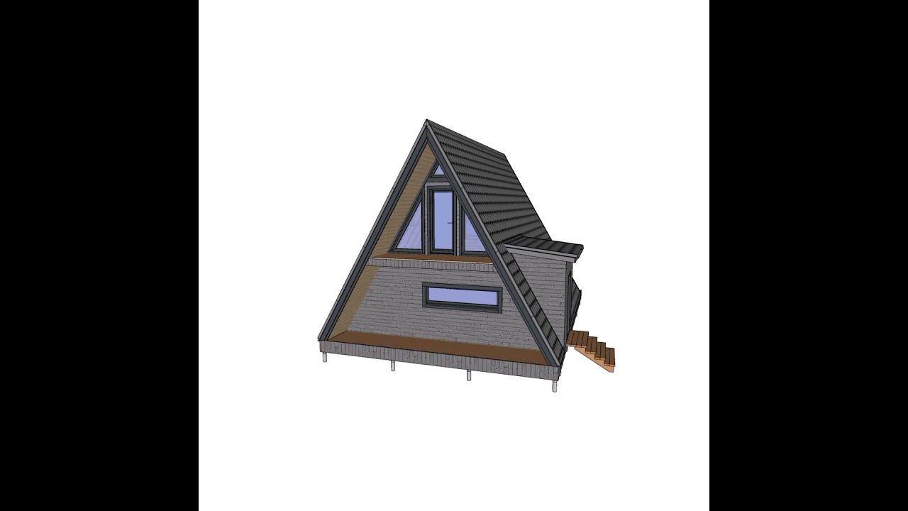 Модель дома в стиле Aframe 7,5 на 7,5, в Скетчап