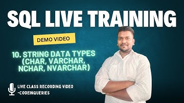 Char, Varchar, Nchar and Nvarchar Data Types in SQL | SQL Live Training Demo Video