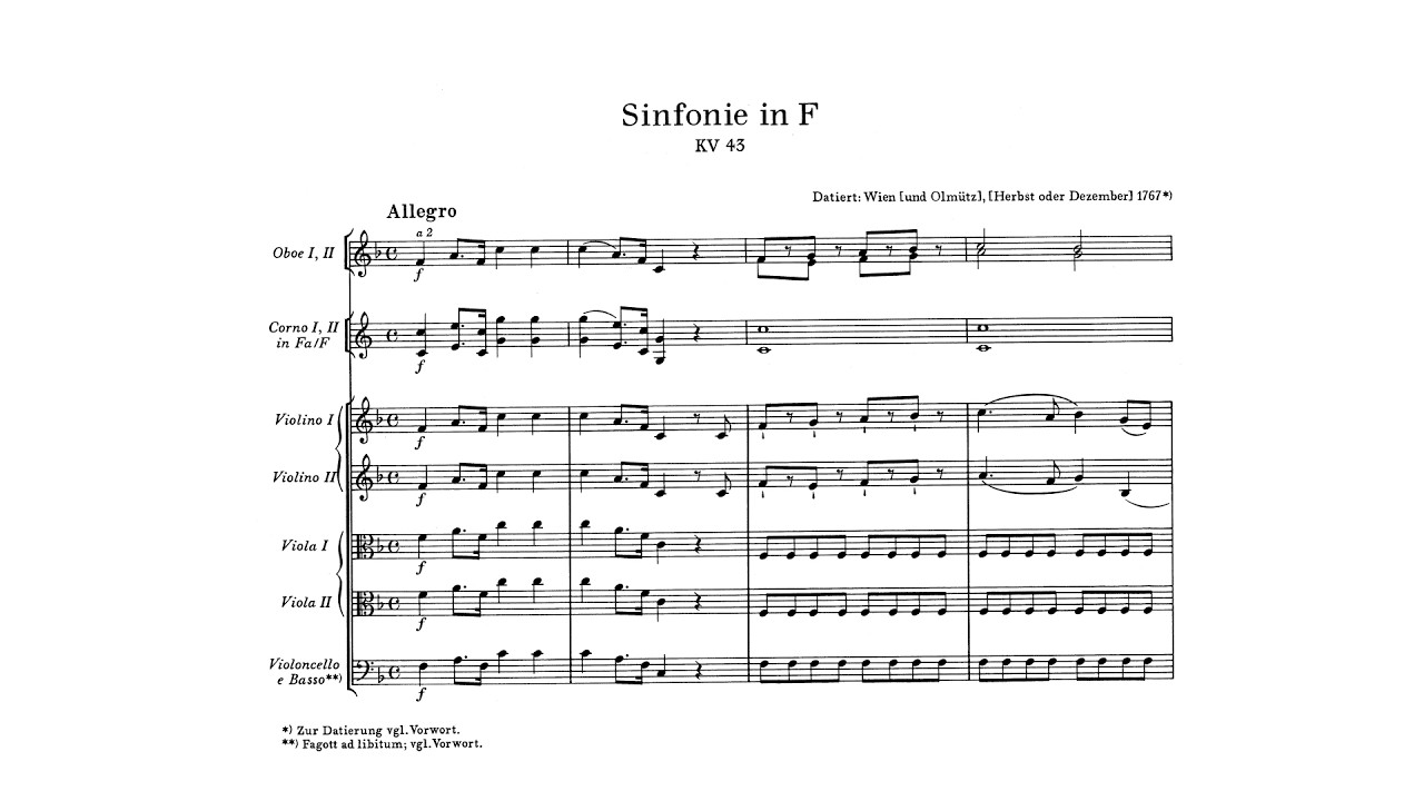 Mozart: Symphony No. 6 in F major, K. 43 (with Score) - YouTube
