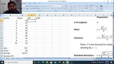 Mean Standard deviation Variance calculation: Manually and in Excel
