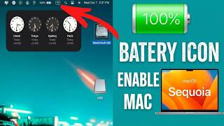 Show Mac Battery Icon Percentage % on Menu Bar (macOS Sequoia)