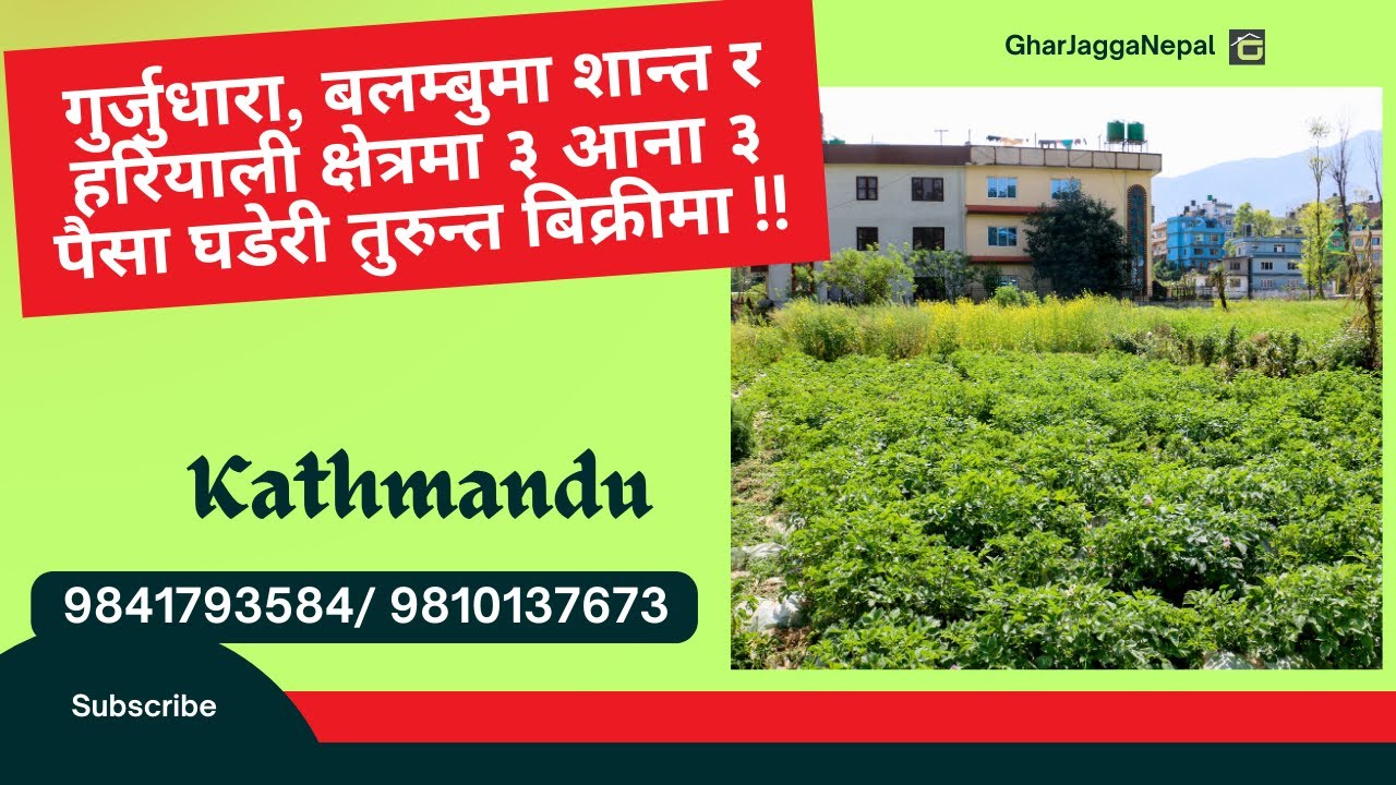 गुर्जुधारा, बलम्बुमा शान्त र हरियाली क्षेत्रमा ३ आना ३ पैसा घडेरी तुरुन्त बिक्रीमा !!