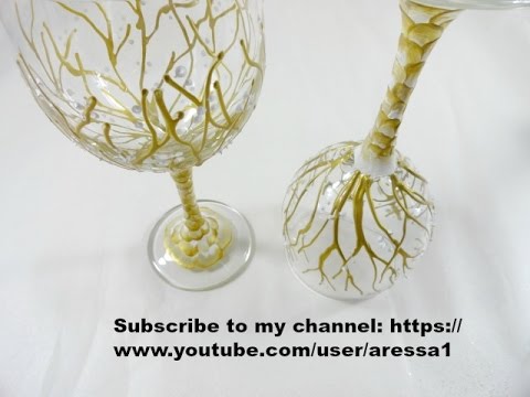 Tree Design Painted Wine Glass Video