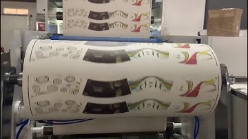 Paper cup flexo vertical printing machine with surface rewinding 4 colors water-based ink.