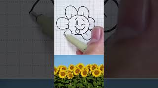 Bunga matahari #flowey | Cara Menggambar bunga dengan mudah  | #drawing #flower #undertale #shorts