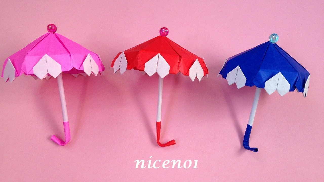 折り紙 傘 ハート付き 立体 折り方 Origami Umbrella With Heart Tutorial Niceno1 Youtube