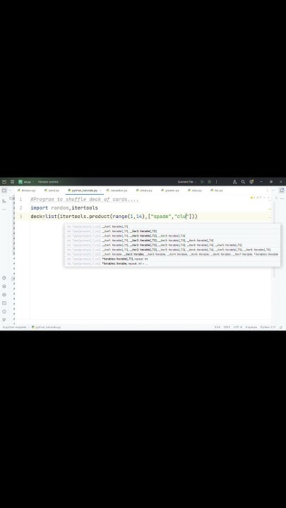 ## Program to shuffle Deck of cards ♠️ in python 🔥🔥 - YouTube