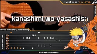 NARUTO OP 3 - KANASHIMI WO YASASHISA NI - Fingerstyle Guitar Cover + TABS Tutorial Resimi