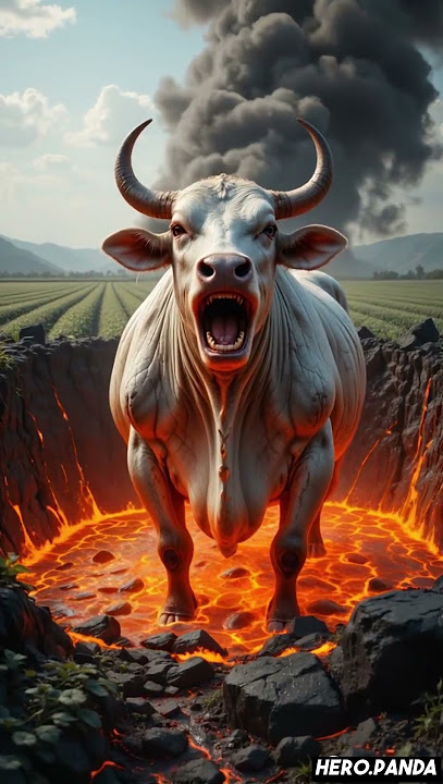 Cow fallen into Lava Pool saves by Rescuers #humanity #cow #animalrescue