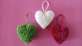 Kolay Ponpon Kalp Yapımı / Amazing Valentine's Day Crafts  / Pom Pom Heart Making