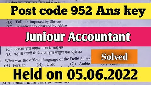 HPSSC Junior Accountant Post code 952 Solved Paper | Held on 05.06.2022 | Hpssc hamirpur