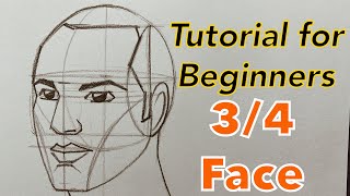 How to Draw 3/4 Face/Portrait | Tutorial | for Beginners | Easy to learn