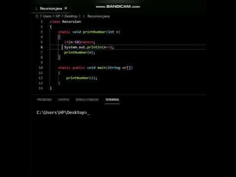 Print 1 -10 numbers using Recursion in java. | Java | Recursion - YouTube