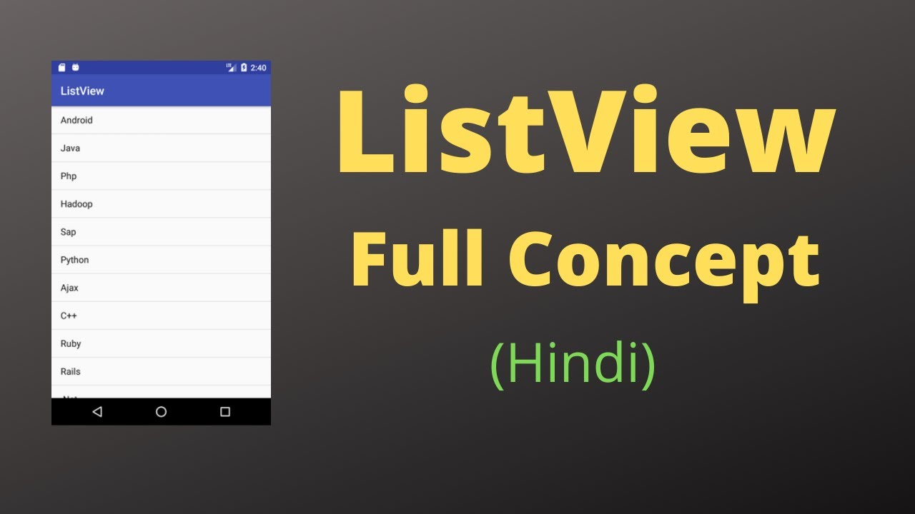 ListView Full Tutorial for Beginners in Hindi - YouTube