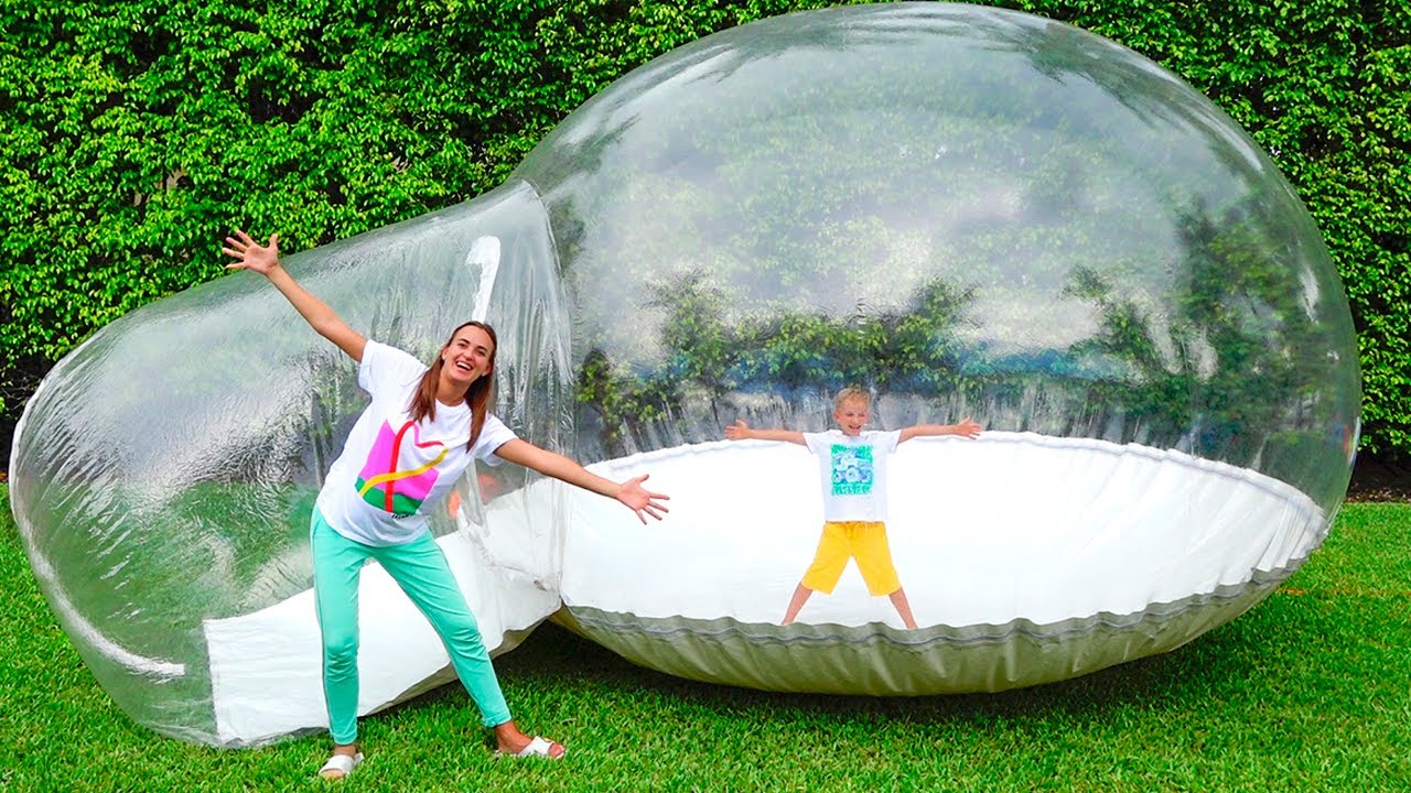 Vlad and Niki fun in Inflatable House - Funny stories for kids