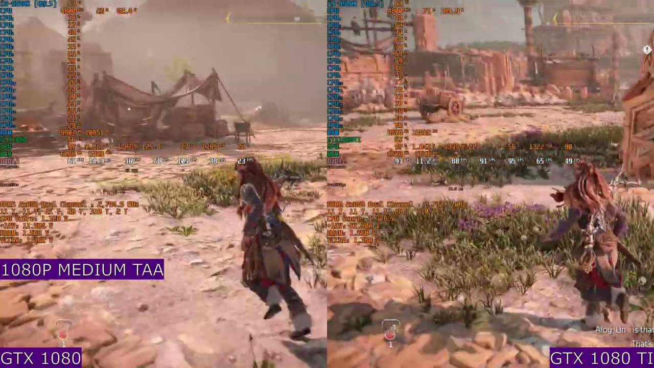 Horizon Forbidden West - GTX 1080 vs. GTX 1080 TI - 1080P MED - TAA - QQLS (i9-9900K)