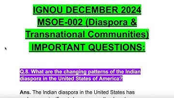 IGNOU DECEMBER 2024🥳✅MSOE-002💯 Changing patterns of Indian diaspora in the United States of America🤩