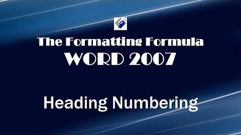 Word 2007 Heading Numbering