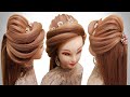 Bridal hairstyle for long hair l puff hair style girl for wedding hairdos l kashees hair style