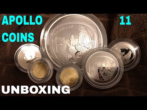 Apollo 11 Gold, Silver U0026 Clad Coin Unboxing Extravaganza - Includes 5 Oz
