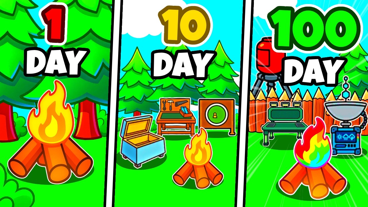 1 Day VS 10 Days VS 100 Days Base in 99 Nights in The Forest!