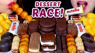 ASMR RACE! MINI ICE CREAM, NUTELLA, DANGO, KINDER, MOCHI CHEESE BALLS, CHOCOLATE MARSHMALLOW, PIE 먹방