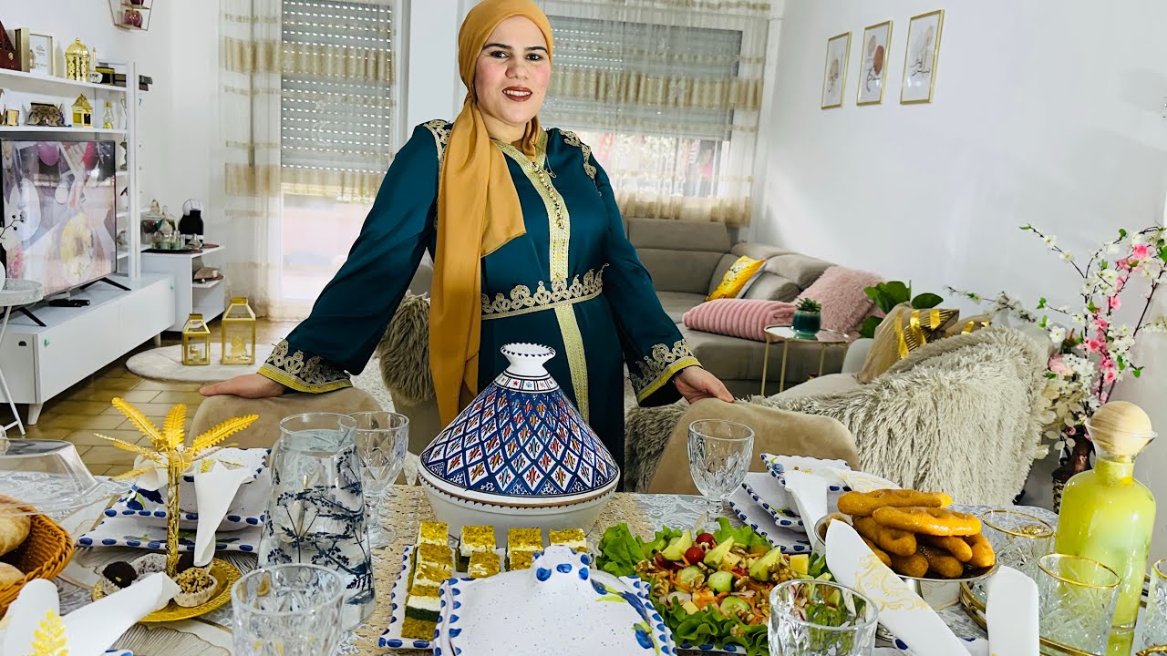 طاولة ليلة نصف رمضان🌙كسكسي الأعراس بالعلوش-طاجين الباي-رشتة بالعلوش-سلاطة-مخارق تونسية-عصير الليمون🍋