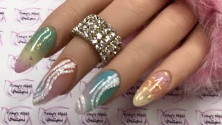 Trendy Swirl Abstract Nail Art Design with a Textured Finish - Pastel Spring Easy Beginner Friendly