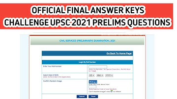 OFFICIAL FINAL ANSWER UPSC CSE 2021 | upsc prelims paper 1 answer key | CHALLENGE UPSC 2021 QUESTION