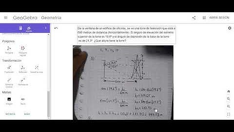 GeoGebra - hallar la altura con ángulo y distancia dado