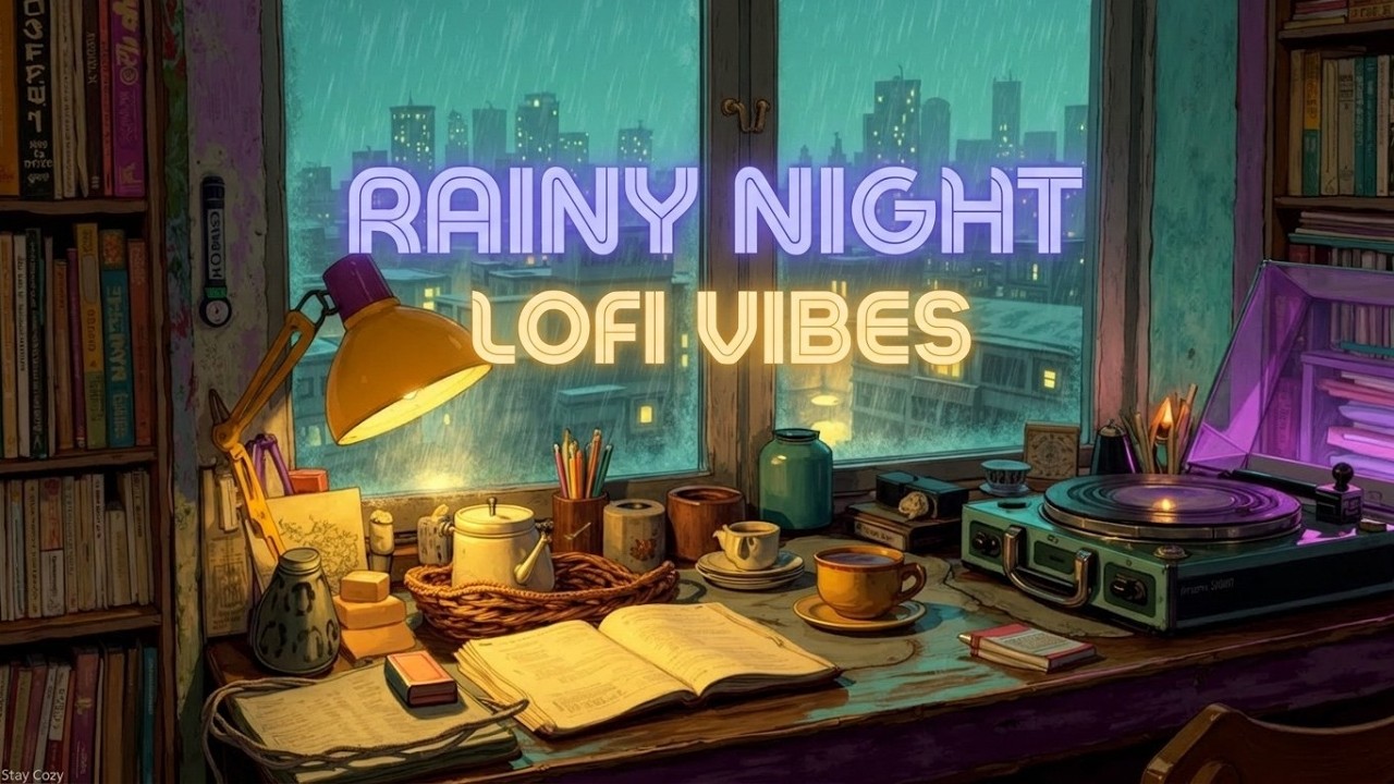 Rainy Night Lofi Vibes | Cozy Bedroom Lofi To Relax & Study | Chill ...