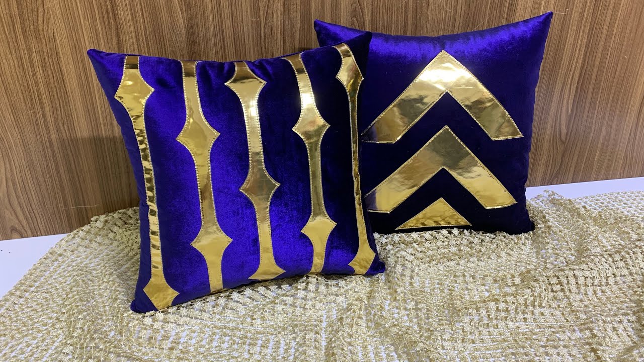 أنظر طريقة خياطة وسادة تزيين صالون مع الجلد الاصطناعي الذهبي خطوة بخطوة اصنعها بنفسك 🤝♥️