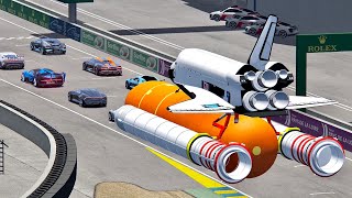 NASA Space Shuttle vs Bugatti Hypercars - Le Mans 24h Circuit