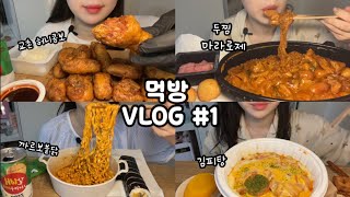 집밥 해먹을 힘없는 직장인 🥱 먹방 브이로그 #1 교촌 허니콤보, 두찜 마라로제, 까르보불닭, 김밥, 김피탕