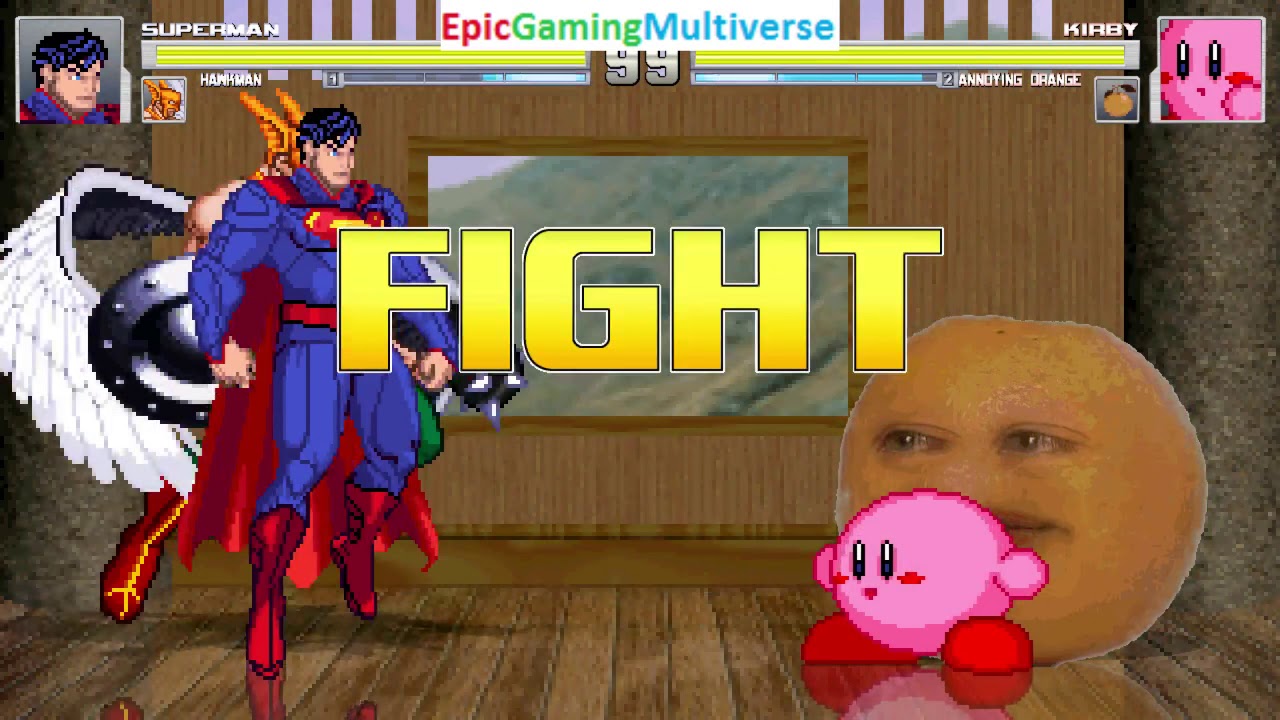 Hawkman And Superman VS Kirby And The Annoying Orange In A MUGEN Match /  Battle / Fight - YouTube