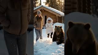 Finnish Mom, Toddler, and Bear’s Sauna Surprise🐻🤰👶