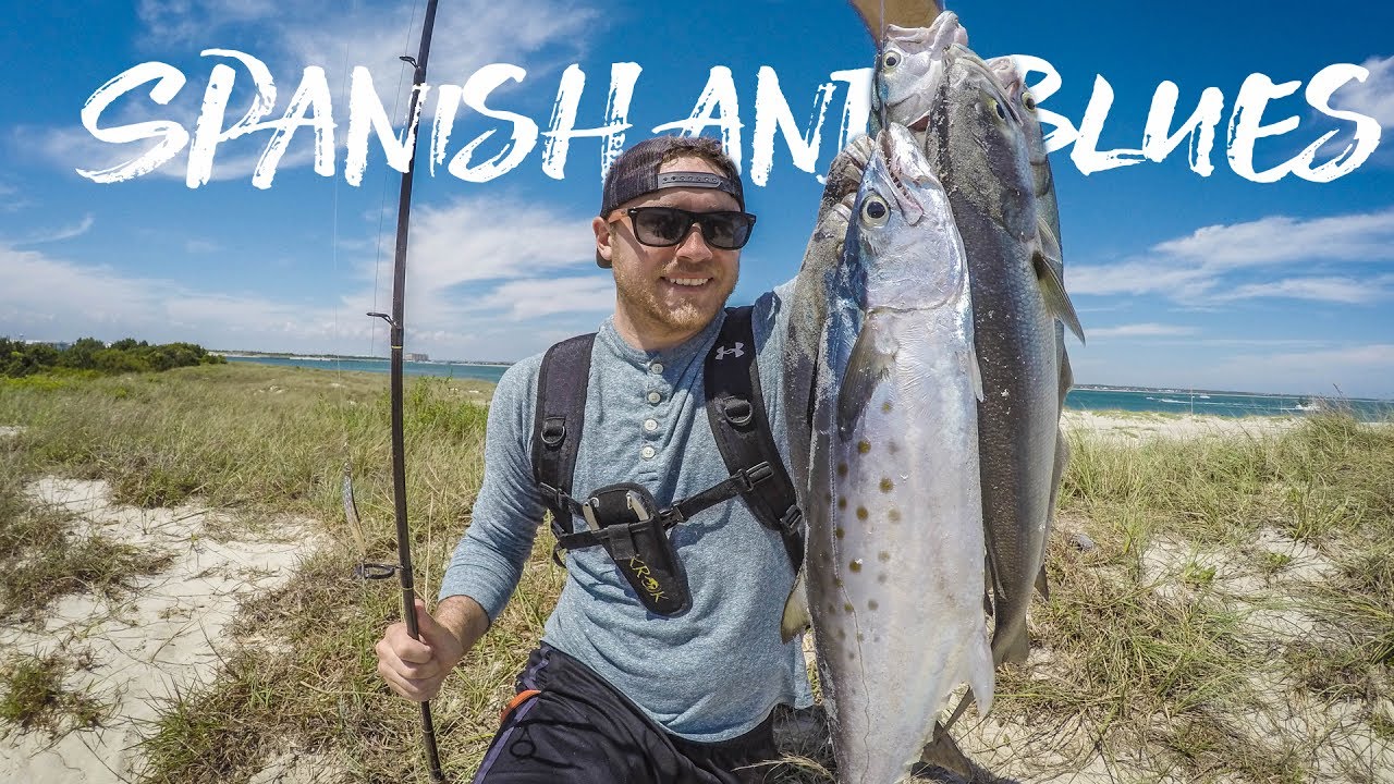 Surf fishing for Bluefish and Spanish Mackerel YouTube