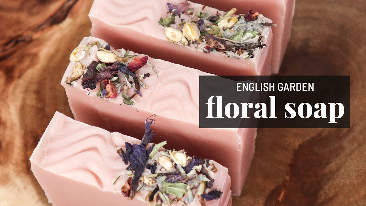 Making Handmade Floral Soap - Cold process with rose clay + dried flowers