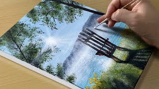 Morning Lake Painting / Acrylic Painting for Beginners / STEP by STEP