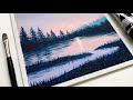 Pastel Sunset Forest Landscape | Acrylic Painting For Beginners Simple | Daily Challenge