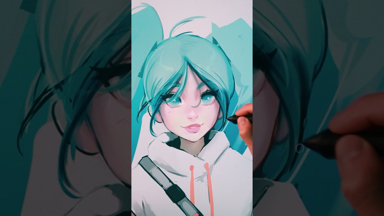 Drawing Hatsune Miku in STREETWEAR #shorts