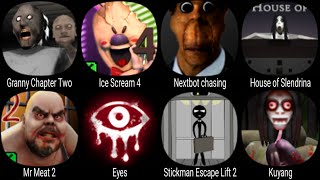 Granny Chapter Two, Ice Scream 4, Nextbot Chasing, House of Slendrina, Mr Meat 2, Eyes, Stickman
