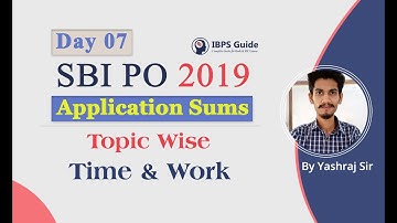 Application Sums in Hindi | Time & Work | SBI PO 2019  Topic Wise - By Yashraj